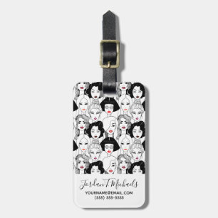 Add Your Name Women With Lipstick Pattern Luggage Tag