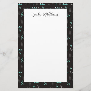 Add Your Name Wonderland Geometric Night Stationery