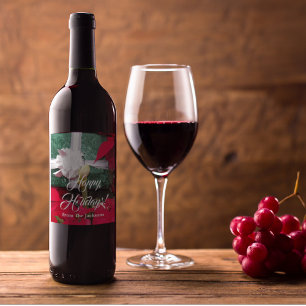 Add Your Name Wrapped Christmas Gift Photo Wine Label