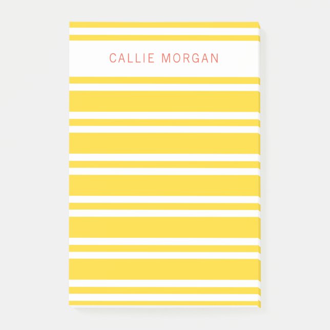 Add your name Yellow Striped Post-it Notes (Front)