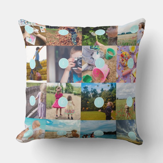 Add your own 16 Photo Customisable Collage Cushion (Front)