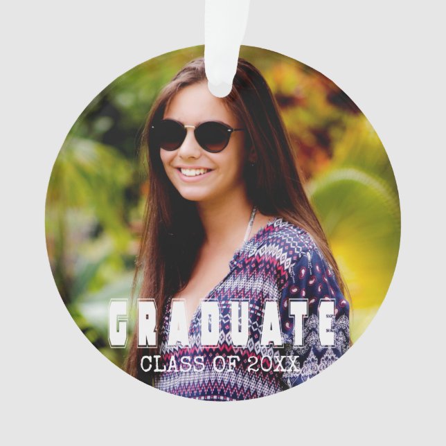 Add Your Own 2 Photo (1+1) Personalised Graduation Ornament (Front)