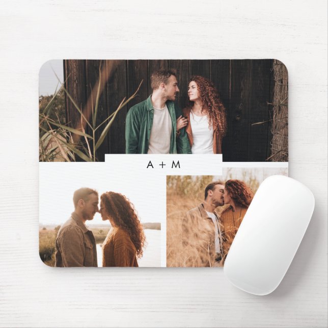 Add Your Own - 3 Photo Gallery Personalised Mouse Mat (With Mouse)