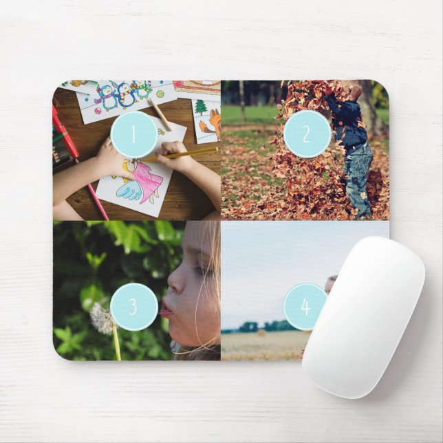 Add Your Own 4 Photos collage mouse pad (With Mouse)