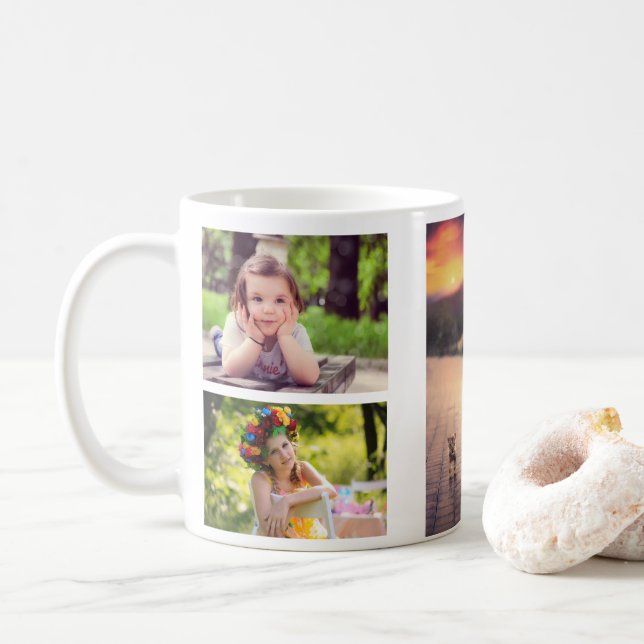Add Your Own 5 Photo Collage Coffee Mug (With Donut)