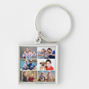 Add Your Own 6 Photo Collage Personalised Keychain