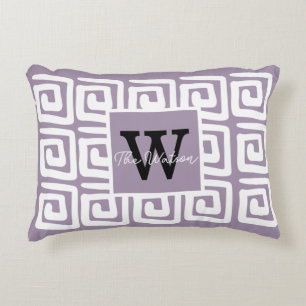 Add your own artwork and name Purple Greek Decorative Cushion