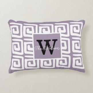 Add your own artwork and name Purple Greek Decorative Cushion
