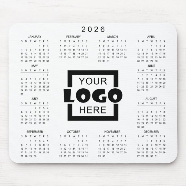 Add Your Own Business Logo 2026 Calendar Mouse Mat (Front)