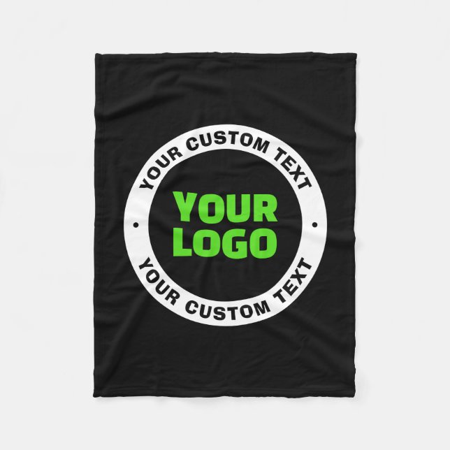 Add Your Own Business Logo or Uploaded Design Fleece Blanket (Front)