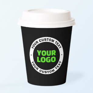 Add Your Own Business Logo or Uploaded Design Paper Cups