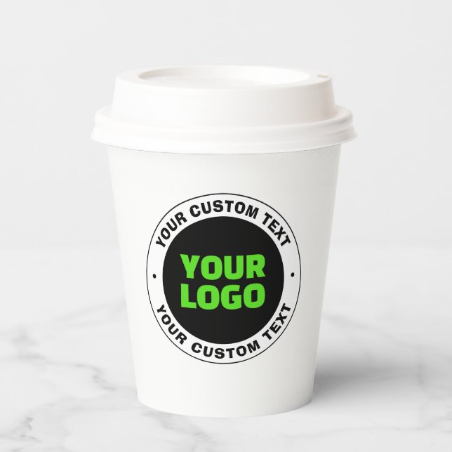 Add Your Own Business Logo or Uploaded Design Paper Cups (Front)