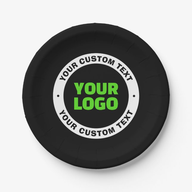 Add Your Own Business Logo or Uploaded Design Paper Plate (Front)
