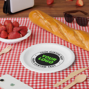 Add Your Own Business Logo or Uploaded Design Paper Plate