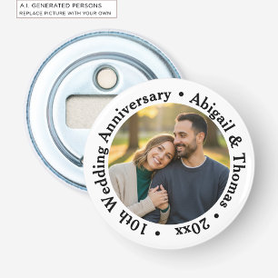 Add Your Own Couple Photo 10th Wedding Anniversary Bottle Opener