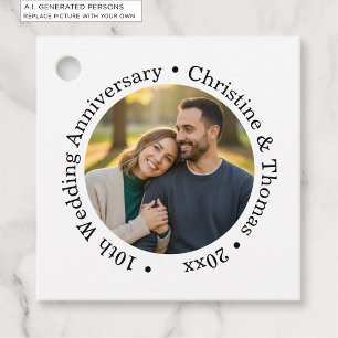 Add Your Own Couple Photo 10th Wedding Anniversary Favour Tags