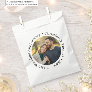Add Your Own Couple Photo 15th Wedding Anniversary Favour Bags