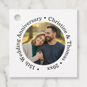 Add Your Own Couple Photo 15th Wedding Anniversary Favour Tags