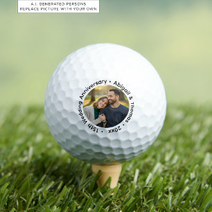 Add Your Own Couple Photo 15th Wedding Anniversary Golf Balls