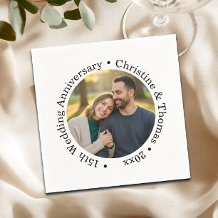 Add Your Own Couple Photo 15th Wedding Anniversary Napkin