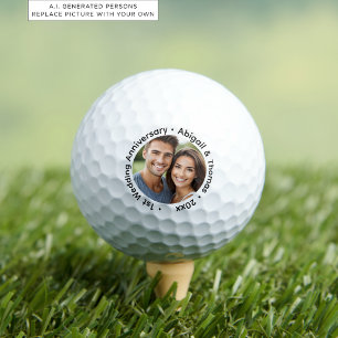 Add Your Own Couple Photo 1st Wedding Anniversary Golf Balls