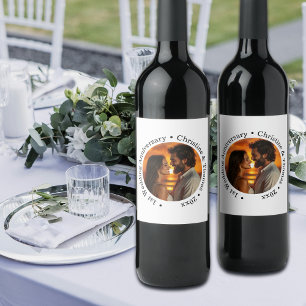 Add Your Own Couple Photo 1st Wedding Anniversary Wine Label