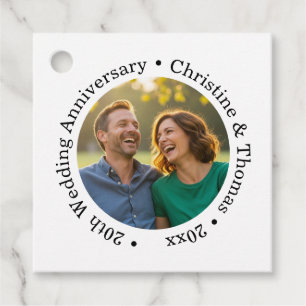 Add Your Own Couple Photo 20th Wedding Anniversary Favour Tags
