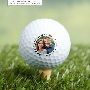 Add Your Own Couple Photo 20th Wedding Anniversary Golf Balls