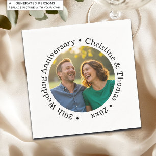 Add Your Own Couple Photo 20th Wedding Anniversary Napkin