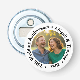 Add Your Own Couple Photo 25th Wedding Anniversary Bottle Opener