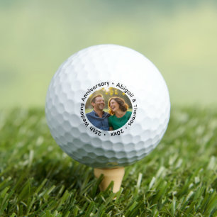 Add Your Own Couple Photo 25th Wedding Anniversary Golf Balls