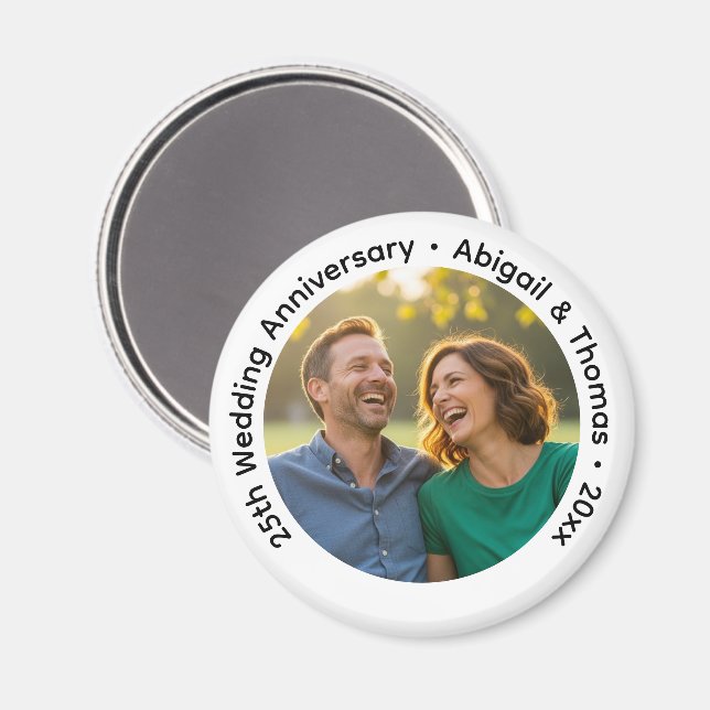 Add Your Own Couple Photo 25th Wedding Anniversary Magnet (Front/Back)