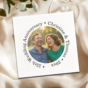 Add Your Own Couple Photo 25th Wedding Anniversary Napkin