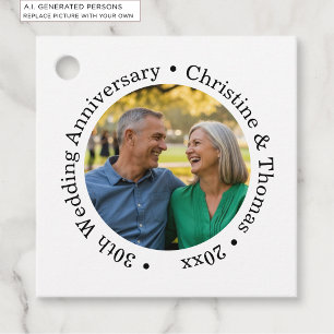 Add Your Own Couple Photo 30th Wedding Anniversary Favour Tags
