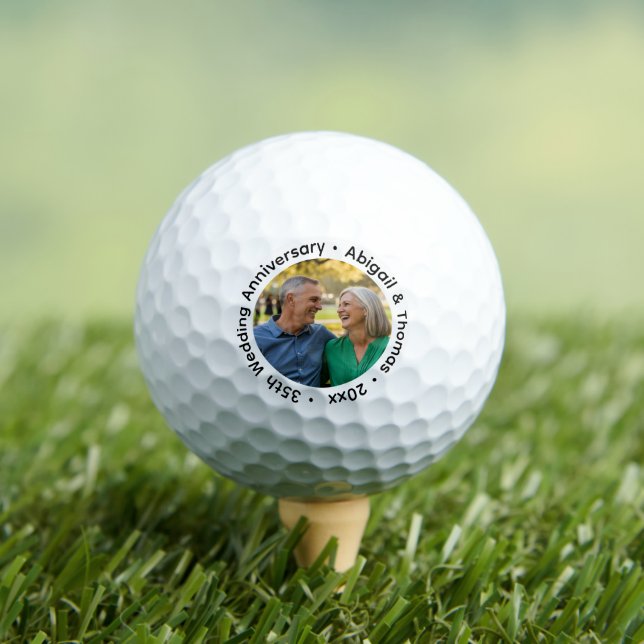 Add Your Own Couple Photo 35th Wedding Anniversary Golf Balls (Insitu Tee)