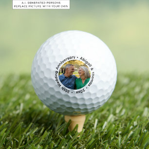 Add Your Own Couple Photo 35th Wedding Anniversary Golf Balls