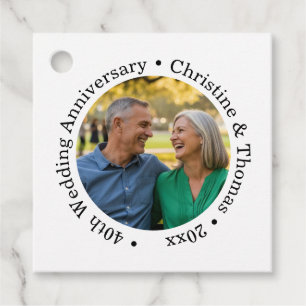 Add Your Own Couple Photo 40th Wedding Anniversary Favour Tags