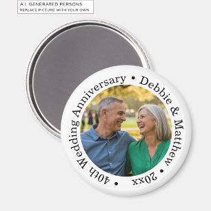 Add Your Own Couple Photo 40th Wedding Anniversary Magnet