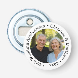 Add Your Own Couple Photo 45th Wedding Anniversary Bottle Opener