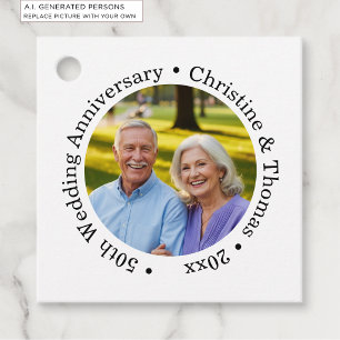 Add Your Own Couple Photo 50th Wedding Anniversary Favour Tags