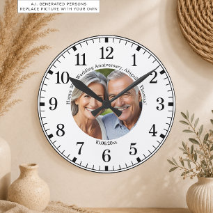 Add Your Own Couple Photo 50th Wedding Anniversary Round Clock