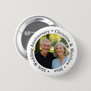 Add Your Own Couple Photo 55th Wedding Anniversary 6 Cm Round Badge