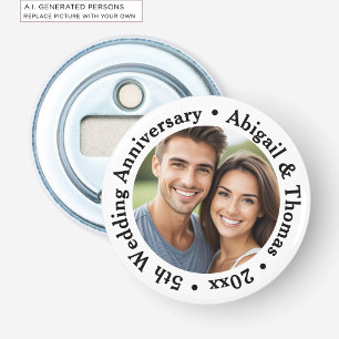 Add Your Own Couple Photo 5th Wedding Anniversary  Bottle Opener