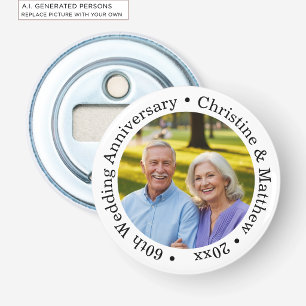Add Your Own Couple Photo 60th Wedding Anniversary Bottle Opener