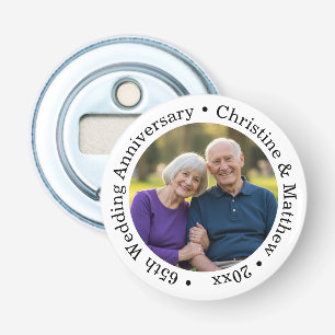 Add Your Own Couple Photo 65th Wedding Anniversary Bottle Opener