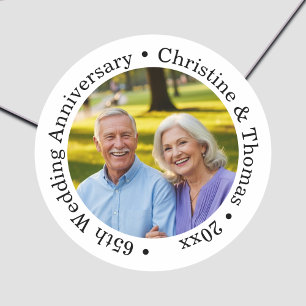 Add Your Own Couple Photo 65th Wedding Anniversary Classic Round Sticker