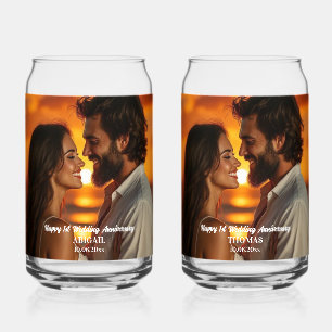 Add Your Own Couple Photo Wedding Anniversary Can Glass