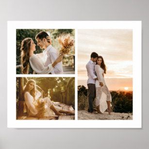 Add Your Own Custom 3 Photo Collage Horizontal Poster
