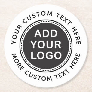Add your own custom business logo and text round paper coaster