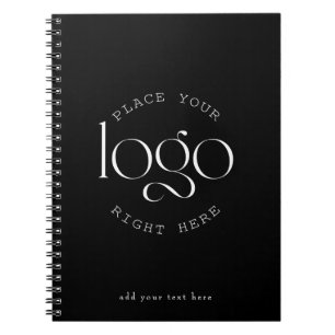 Add Your Own Custom Business Logo Modern Black Notebook